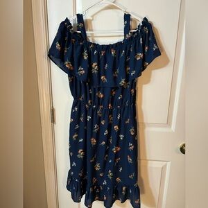 Navy blue floral dress